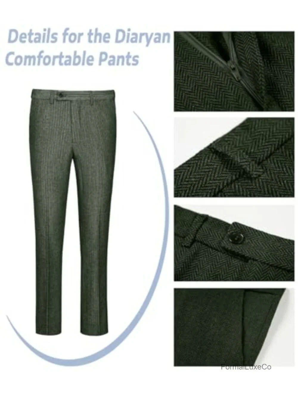 Retro Men's Tweed Suit Herringbone Slim Fit 2 Piece Wedding Tuxedo